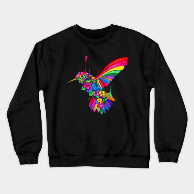 Dripping Floral Humming Bird Crewneck Sweatshirt by ms_wearer